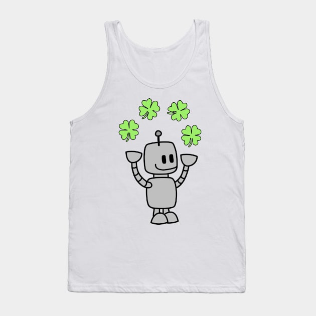 Robot Juggling Clover Tank Top by katelein